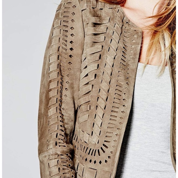 NWT olive Marciano laser cut Suede jacket size XS - Picture 3 of 8